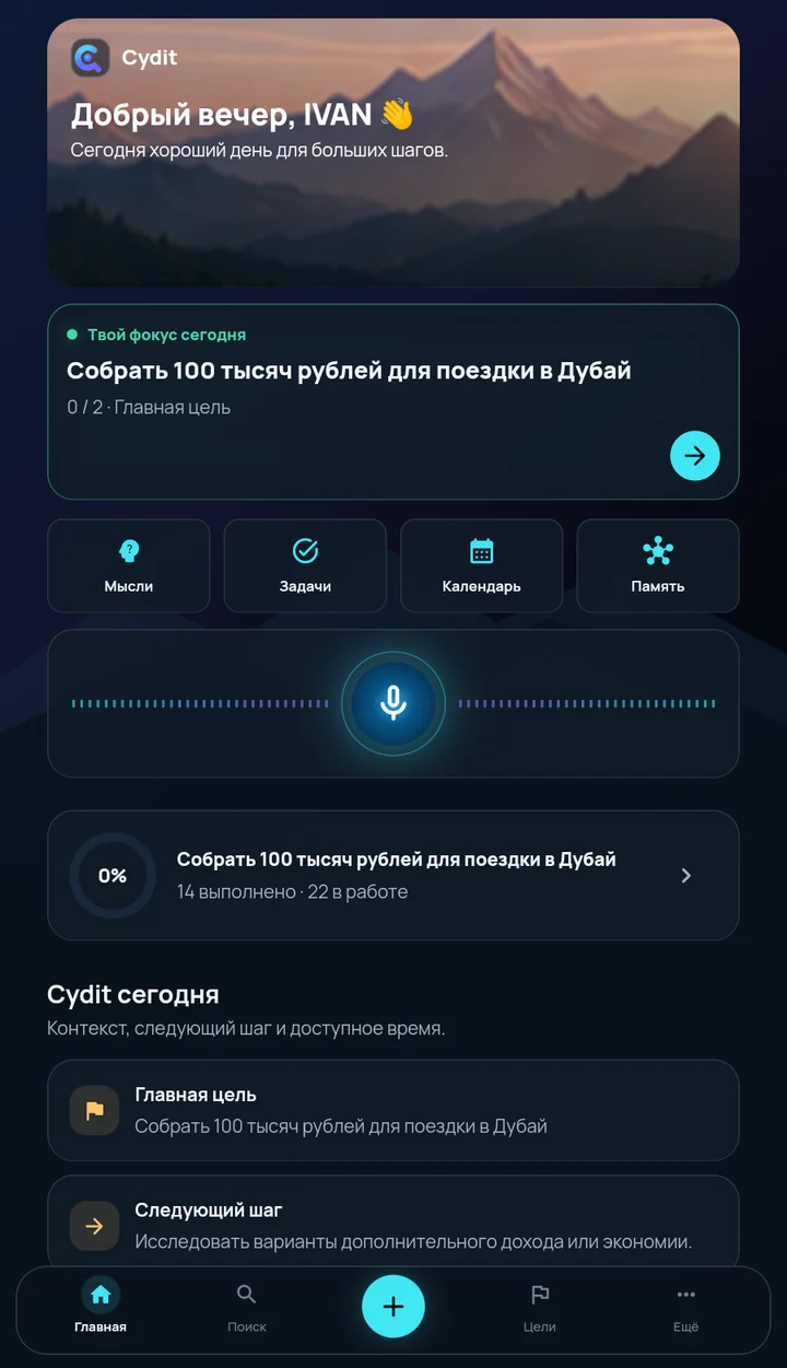 Экран приложения Cydit